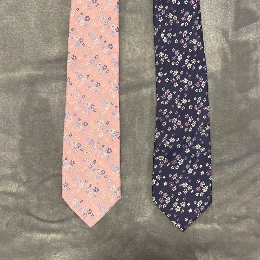 Floral Pink and Navy Ties